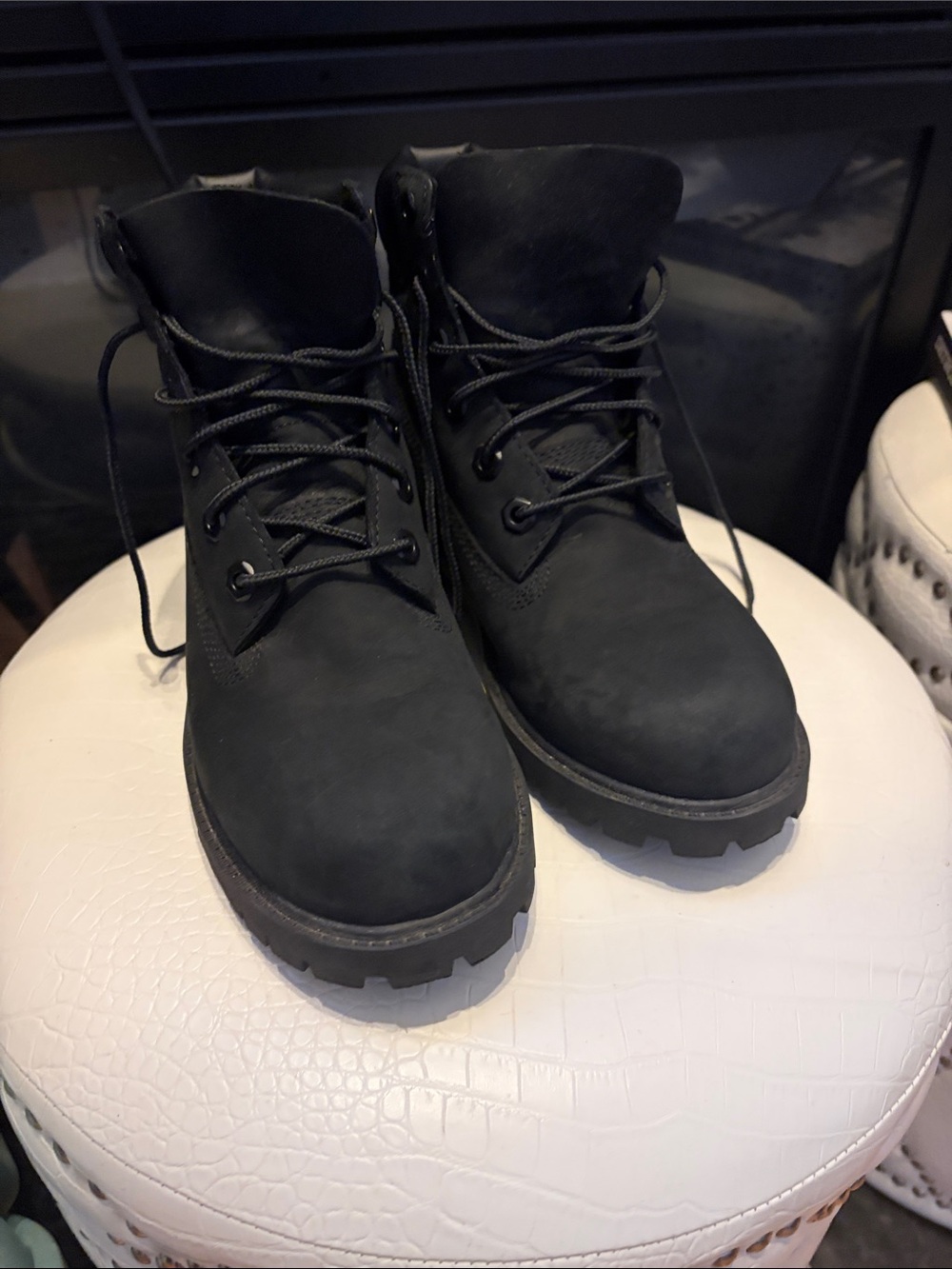 Timberland Kids Black Lace-Up Lug Boots